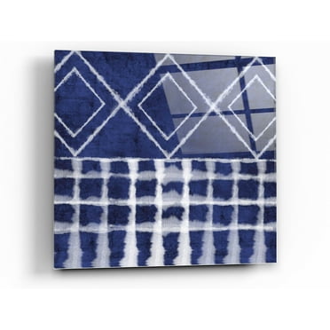 Epic Art 'Blue Shibori D' by Linda Woods, Acrylic Glass Wall Art, 24"x24"