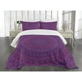 thumbnail image 3 of Ambesonne Eggplant Quilted Bedspread Set 3 Pcs, Vintage Purple Mandala, Queen Size, Purple, 3 of 5