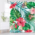 thumbnail image 1 of LIVILAN Cortina de ducha floral verde cortina de ducha tropical cortinas de ducha para baño flor cortina de ducha botánica conjunto con 12 ganchos planta decoración de baño 71.7 x 71.7 in, 1 of 5