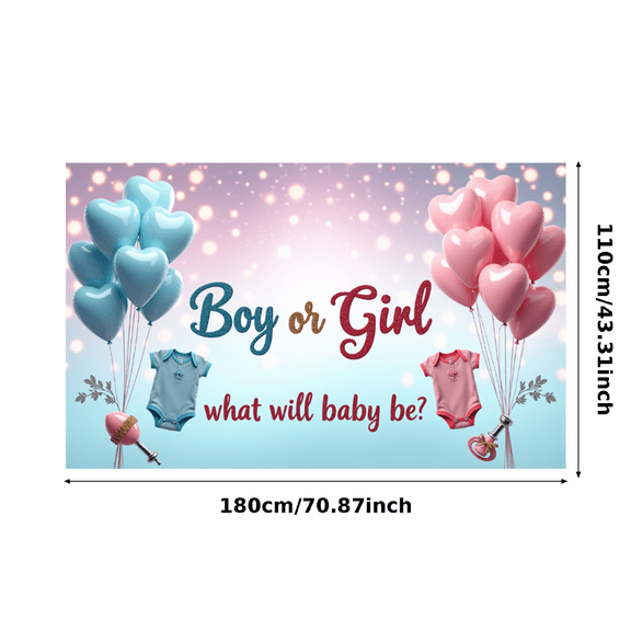 Heart Balloons Gender Reveal Banner Pink Blue Baby Shower Decoration for Party Event Celebration Photo Shoot