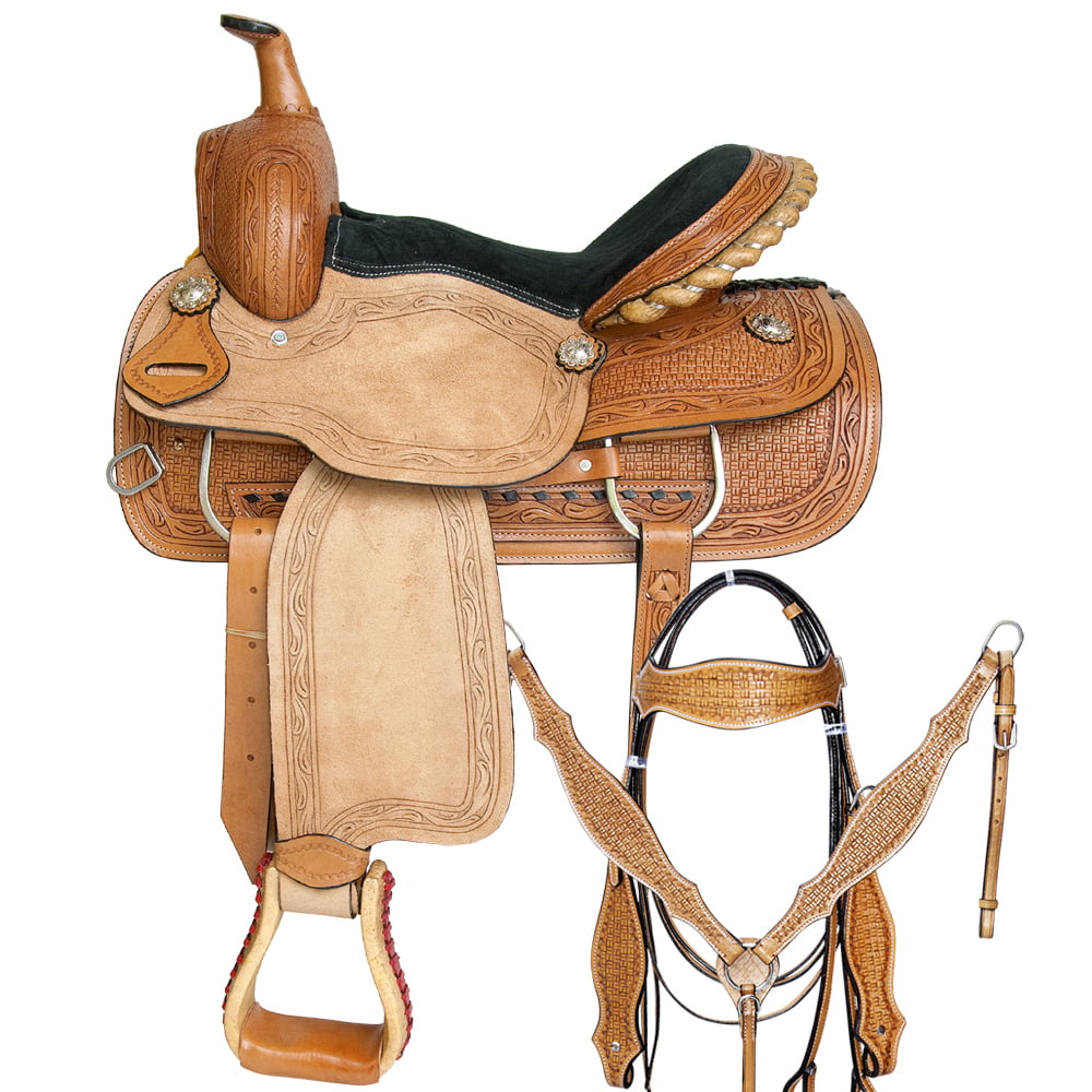 Western Saddle Horse Brown Leather Breast Collar Plate Pleasure Roping Reining 