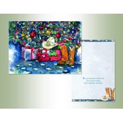 LPG Greetings Cowboy Hat and Boots under Tree: Karen Rae Box of 18 Western Christmas Cards