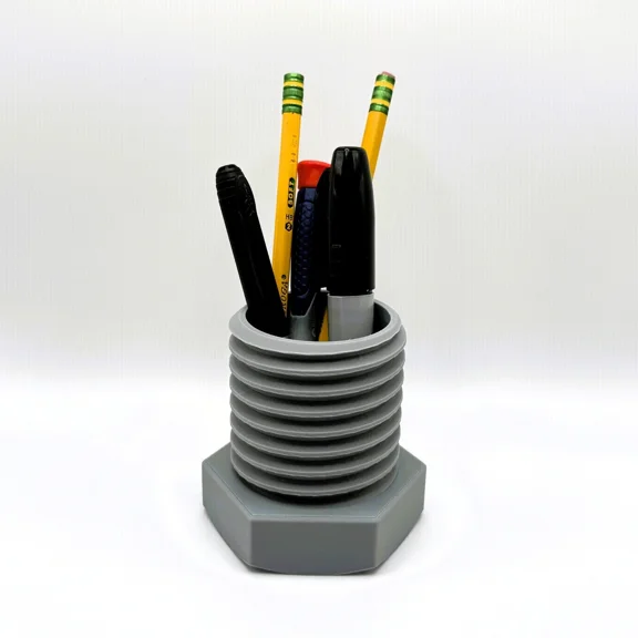 Threaded Bolt Pen Holder | 3D Printed Desk Organizer For Garage, Shop, Office