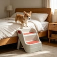 thumbnail image 5 of Foldable Pets Step Stool,Non Slip Portable Climbing Stairs,Lightweight Easy Move for Elderly Small Medium Pets Up and Down Ramp,for Automatic Cat Litter Box,Bed Sofa,Pink, 5 of 7