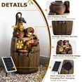 thumbnail image 3 of Solar Water Fountain Outdoor Rustic Pump and Barrel,4 Tiered Cascading Bowl Solar Powered Water Fall Fountains Outside Feature with LED Lights for Garden, Patio, Porch, Backyard Decor, 3 of 8
