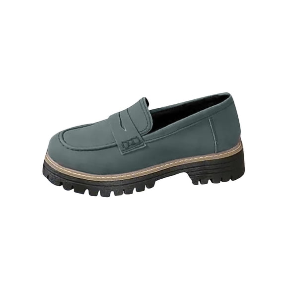 Xfvqtps Loafers for Women Flatform Chunky Penny Loafer Thick Sole Comfortable Slip on Work Office Business Casual Dress Shoes Green