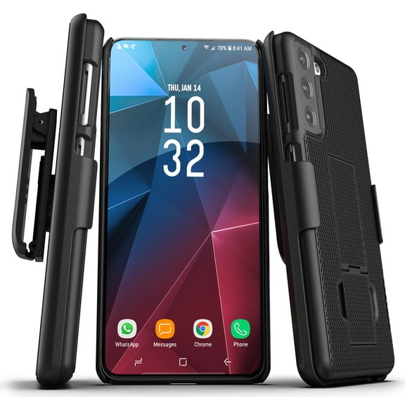 Encased Samsung Galaxy S21 Belt Clip Case (Duraclip) (2021) Slim Phone Cover with Holster - Black