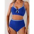 thumbnail image 6 of Eytino Swimsuit Women High Waisted Bikini Set Tummy Control 2 Piece Textured O Ring Bathing Suits Beach Summer Swimwear, 6 of 11