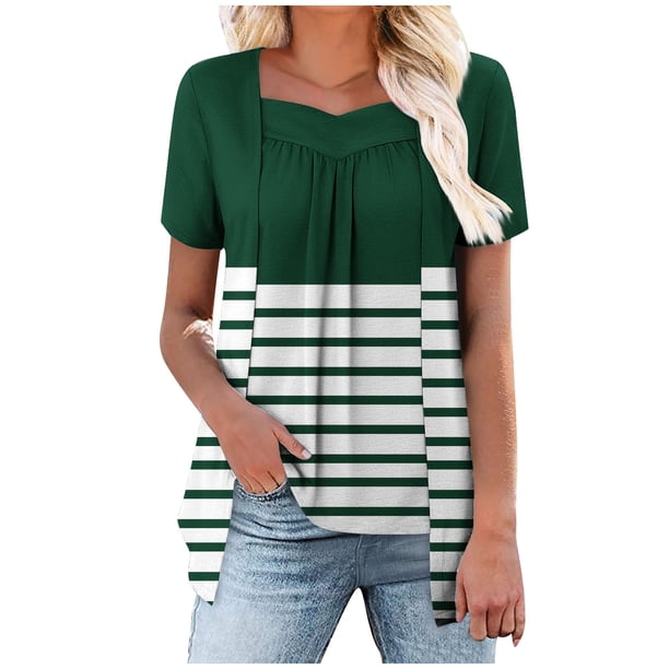 Camisetas de Manga Corta de Verano para Mujeres, Moda Impresa Falsa de Dos Piezas de Cuello Redondo para Uso Casual, Diario Y de Fiesta