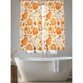 thumbnail image 5 of Fall Thanksgiving Sheer Curtains 63 Inch Length 2 Panels Set Window Treatments, Orange White Pumpkin Falling Leaves Rod Pocket Semi Curtains for Living Room/Bedroom/Kitchen Décor, 104"W x 63"L, 5 of 7