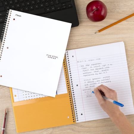 Five Star 1 Subject College Ruled Notebook Plus Study App, 8.5" x 11", White, Poly, Spiral, 100 Sheets