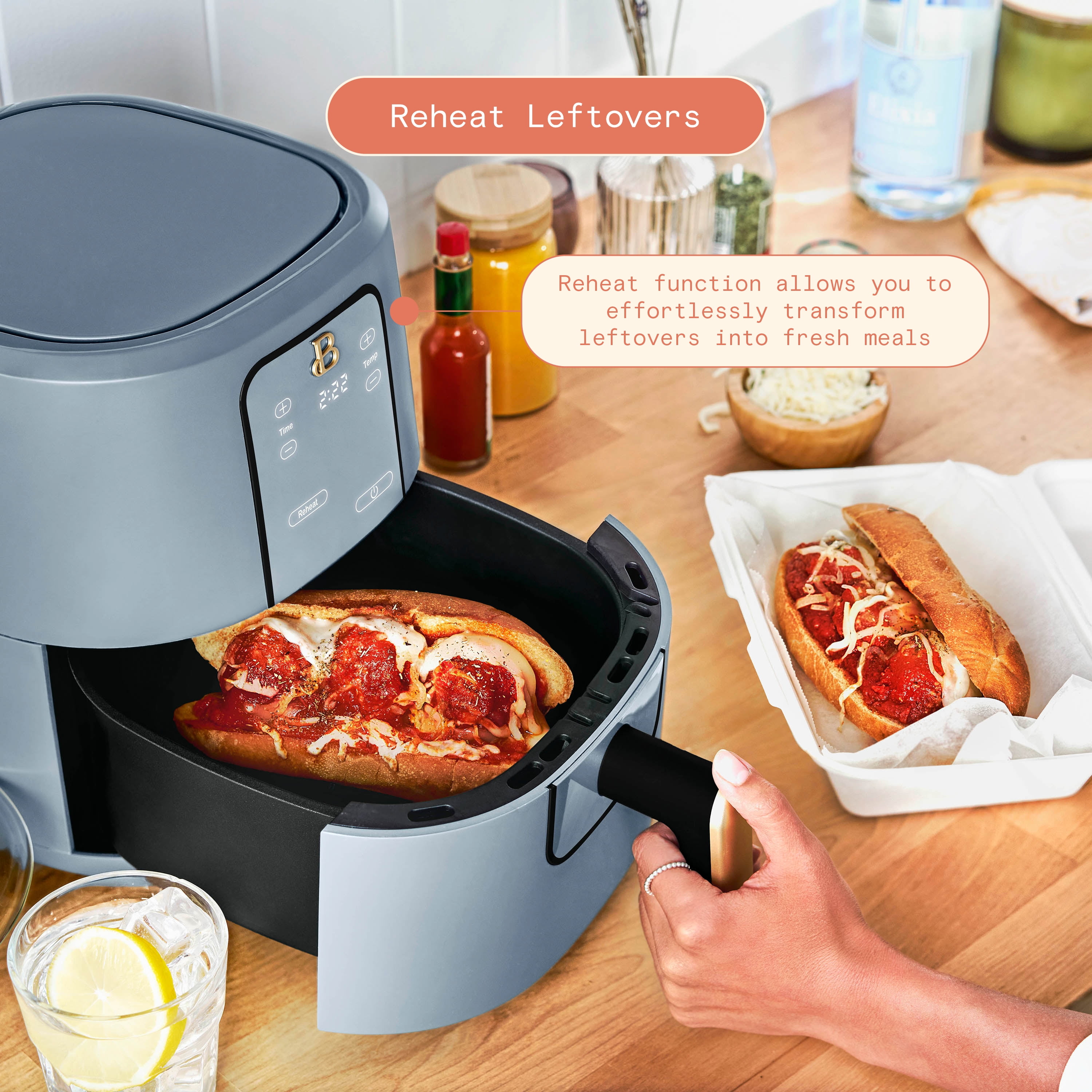 Beautiful 3 0 QT Air Fryer Touchscreen Cornflower Blue by Drew Barrymore