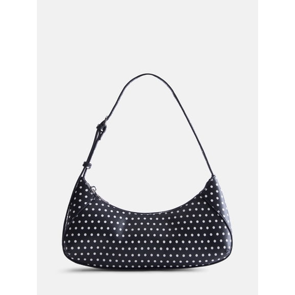 Madden NYC Women's Curved Baguette Shoulder Bag, Black and White