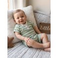 thumbnail image 5 of Cenuakty Toddler 6M 12M 18M 2T 3T 4T 5T Baby Boy Summer Outfit Casual Striped Button V Neck Short Sleeve Tops and Shorts 2 Pcs Set, 5 of 9