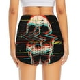 thumbnail image 4 of Xecao's Glitch Screaming Skull for a double-layer running short for women, perfect for gym, tennis, and more, featuring a convenient pocket., 4 of 9