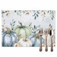 thumbnail image 2 of Fall Pumpkin Placemats Set of 8 Green Eucalyptus Leaves Flower Letter Harvest Heat Insulated Linen Place Mats, Washable Stain-Proof Table Mats for Dining Tables Holiday Decor 13x19inch, 2 of 9