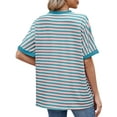 thumbnail image 6 of UVN Striped Tops for Women Summer Short Sleeve T Shirts Casual Crewneck Color Block Shirts, 6 of 10