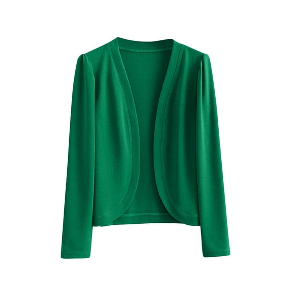 Gmluru Women'S Lightweight Cardigan Casual And Comfortable Blouses Solid Color Long Sleeved Green 2XL