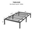 thumbnail image 2 of Cama Individual Metálica Twin – 14 Pulgadas, Base Resistente, Almacenaje Inferior, Estructura Acero, Sin Somier, Montaje Fácil, Sin Ruido – Negro – TWIN (191×99×38CM), 2 of 8