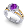 thumbnail image 2 of Diamond-Capitals 2.35 Carat Oval Cut Amethyst & Citrine Gemstone Shiny Engagement Ring for her Solid 18K White Gold Size 10, 2 of 7
