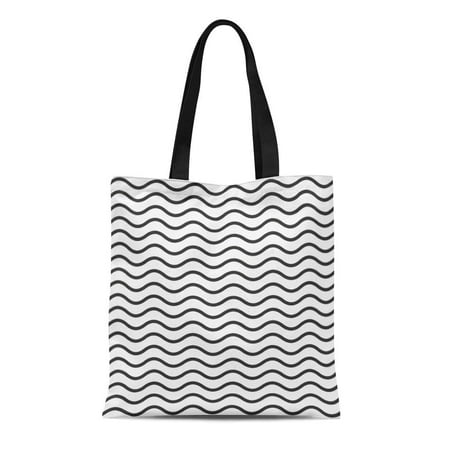 Shopping In Bend ASHLEIGH Canvas Tote Bag Abstract Pattern of Black Wavy Line Beautiful Bend Clean Durable Reusable Shopping Shoulder Grocery Bag ()