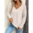 thumbnail image 6 of DOKOTOO Sweaters for Women Knit Hollow Out Crochet Sweater Lightweight V Neck Long Sleeve Fall Pullover Tops, 6 of 10
