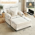 thumbnail image 4 of FFH Oversized Chair with Ottoman, Chenille Accent Chair with Ottoman, Comfy Single Sofa Chair with Cup Holders, Charging Ports and Storage Space, Beige, 4 of 13