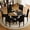 Black&Wood Table+6 Black Chairs(Style 2), variant on ExtraLco 7 Piece Round Dining Table Set for 6, 47.3" Wood Kitchen Table with 2-Tier Storage Shelf and 6 Brown Tech Fabric Chairs, Modern Dining Room Set for Apartment Breakfast Nook