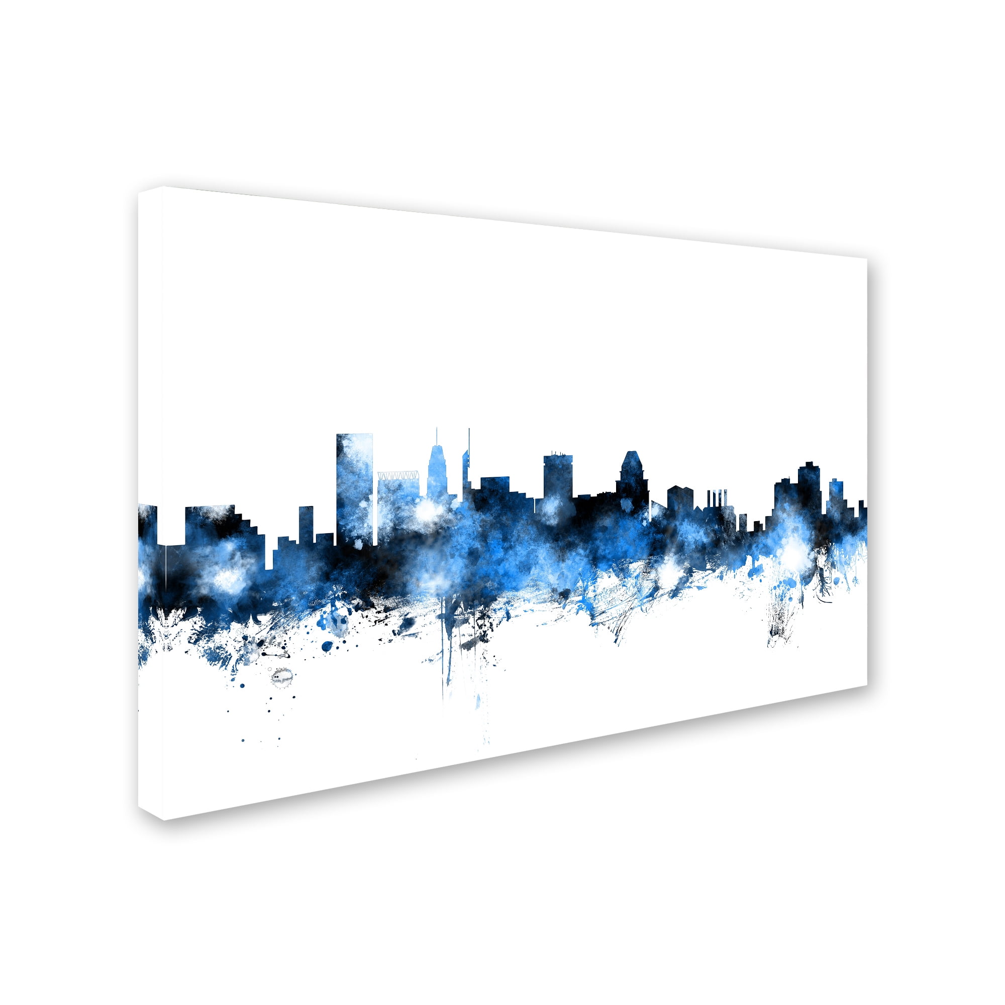Trademark Fine Art "Baltimore MD Skyline White" Canvas Art by Michael Tompsett