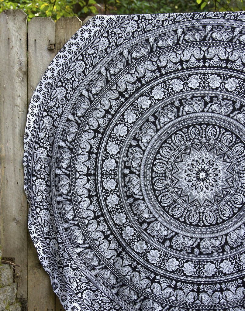 Indian Mandala Round Tapestry Hippie Beach Throw Towel Boho Roundie Yoga Mat 72"