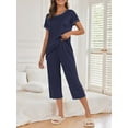 thumbnail image 4 of Avidlove Capri Pajamas Set for Women Short Sleeve Tops and Pants Set with Pocket Soft Matching Pjs Lounge Sets S-2XL, 4 of 6