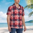 thumbnail image 3 of Sikiie Heart Plaid Print Men's Hawaiian Shirt, Summer Beach Button Pocket Short Sleeve T-Shirt,X-Large, 3 of 7