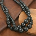 thumbnail image 2 of Black Color Wood Mix Stainless Steel Double Row Beaded Necklace for Women Size 18" Birthday Christmas Gifts for Women, 2 of 7
