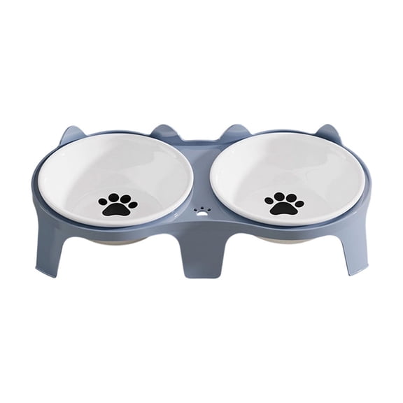 Ceramic Raised Dog Bowls for Small Medium Puppies, Non Slip Dual Feeding Dishes, 2 Pack Pet Food Water Bowls Suitable for Cats & Dogs