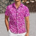 thumbnail image 2 of Hpapadks Men Shirt Carnival Sequin Digital 3D Print Short Sleeve Lapel Button Down Loose Tops Mens Dress Shirt Pink XXXL, 2 of 5