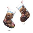 thumbnail image 3 of Daiia Romantic Floral Bear Print Christmas Stocking，18"Large Knitted Xmas Stocking for Kids, Family Stocking for Fireplace Christmas Holiday Party Decoration, 3 of 7
