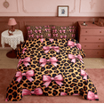 thumbnail image 2 of Manfei Pink Bowknot Bow Bedding Comforter Set,Brown Leopard Print Twin Comforter Sets,Jungle Animal Bedding Set For Girls,Microfiber Room Decorative Reversible,2 Pieces, 2 of 8
