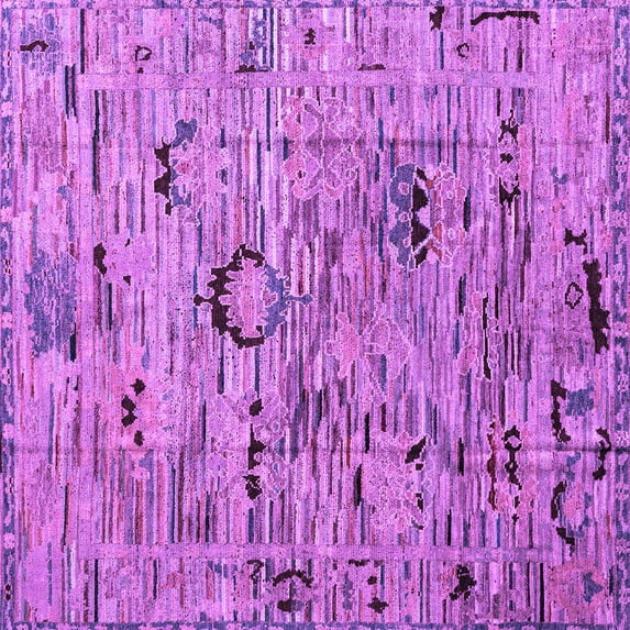 Ahgly Company Indoor Square Abstract Purple Modern Area Rugs, 3' Square