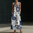 thumbnail image 6 of Zpzdpjkx Women's Summer Boho Floral Tank Dress Lightweight Button Front Pocketed Casual Loose Beach Maxi Dress Multicolor L, 6 of 9