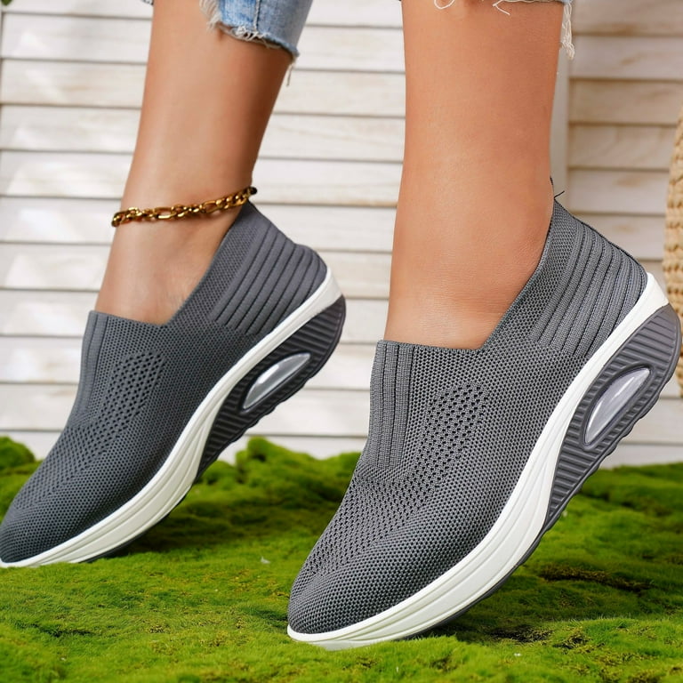 Women s Air Cushion Slip On Sock Shoes for Comfortable Casual Walking Walmart