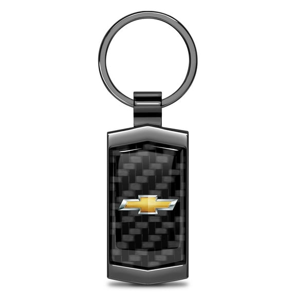iPick Image for Chevrolet Golden Logo Real Black Carbon Fiber Gunmetal Black Case Key Chain, Official Licensed