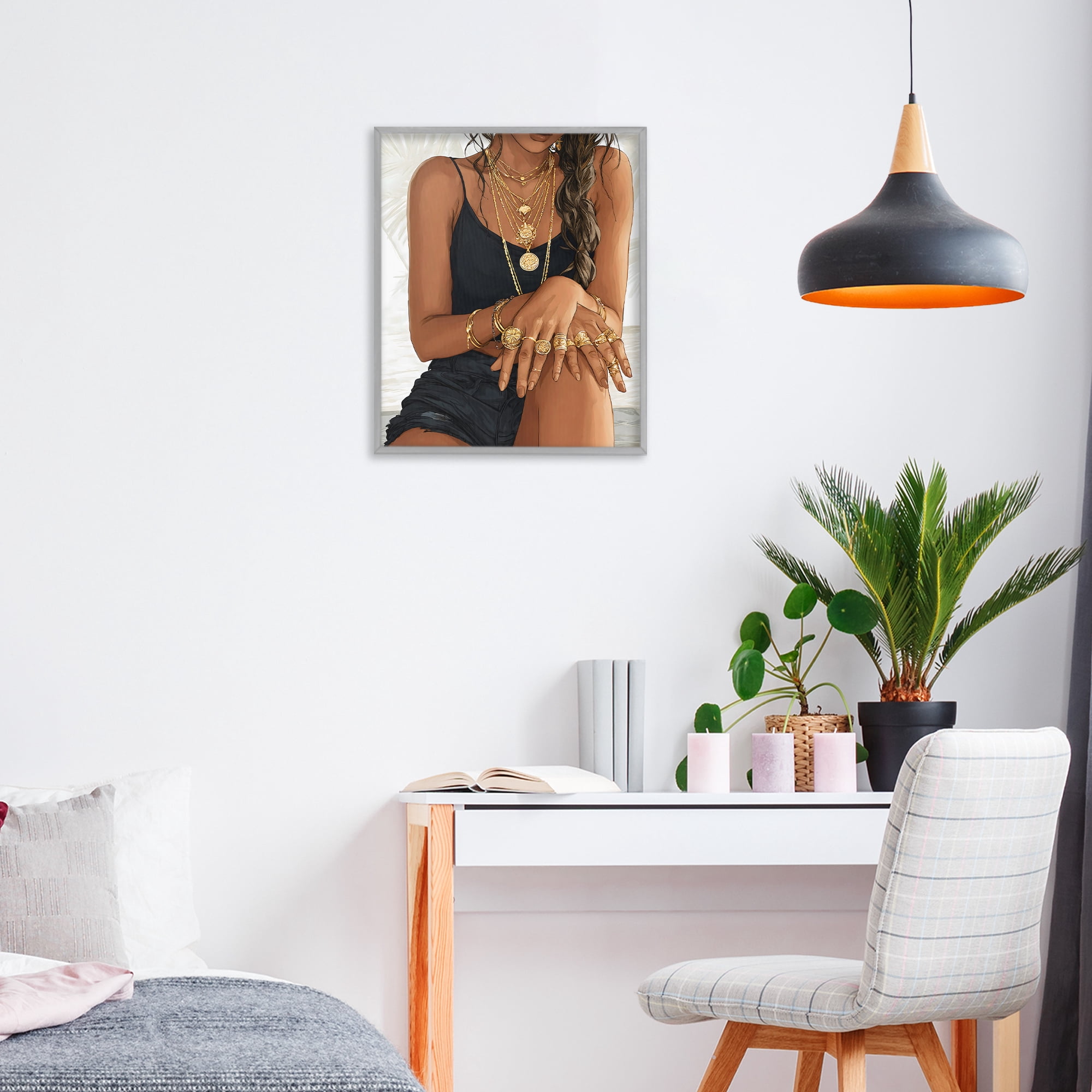Stupell Industries All The Bling Adornments Gray Framed Giclee Art, design by Franklyn Gregory