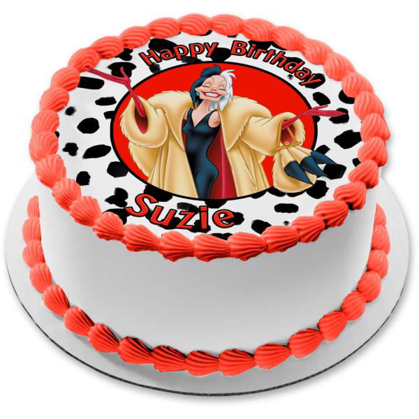 Arthur lur Let at ske Disney 101 Dalmatians Cruella De Ville Happy Birthday Your Personalized  Name Edible Cake Topper Image ABPID52851 - 8" ROUND - - Walmart.com