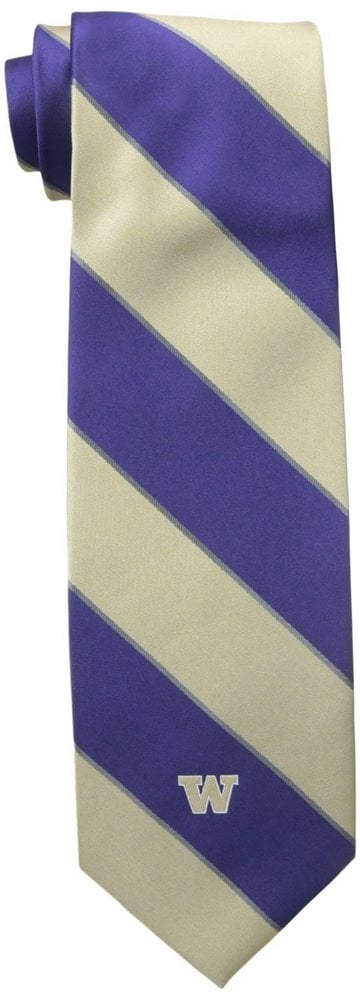 Purple One Size Donegal Bay NCAA Washington Huskies Charcoal Stripe Tie 