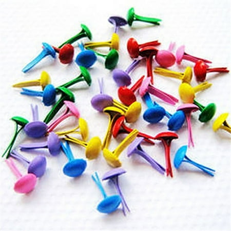 

Bigstone 100Pcs Mixed Color Scrapbooking Card Making Craft DIY Round Mini Iron Brads