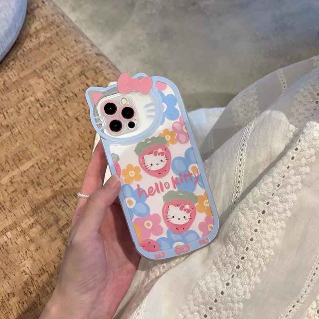 Sanrio-funda transparente de Hello Kitty para iPhone, carcasa bonita y suave a prueba de golpes para modelos 14, 13, 11, 12 Pro Max, Mini, XS, XR, 7, 8 Plus, SE2020 Fivean unisex