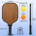 thumbnail image 3 of Pickleball Paddles Set Of 1, Fiberglass Surface, Wood Grain Print, 1 Paddle, 2 Balls & Bag, 3 of 5