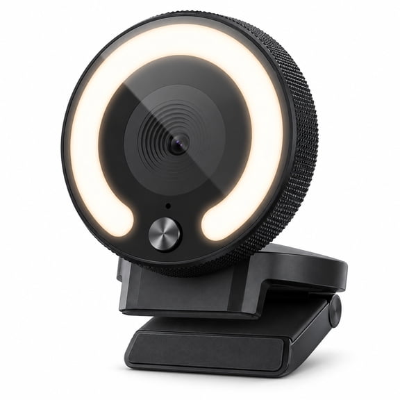 Fenbeli 4K Webcam with Autofocus, Adjustable Ring Light and Dual Noise-Canceling Microphones, 1080p 30FPS USB Camera for PC Streaming