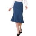 thumbnail image 1 of Falda lápiz con dobladillo de volantes Inspire Chic para mujer, elegante y casual, de cintura alta, estilo cola de pez, midi, talla XS, color azul, 1 of 6