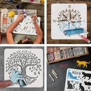 Astronaut Stencils Plastic Outer Space Theme Drawing Painting Stencils Planet Earth Star Pattern Wall Stencils Reusable Stencils